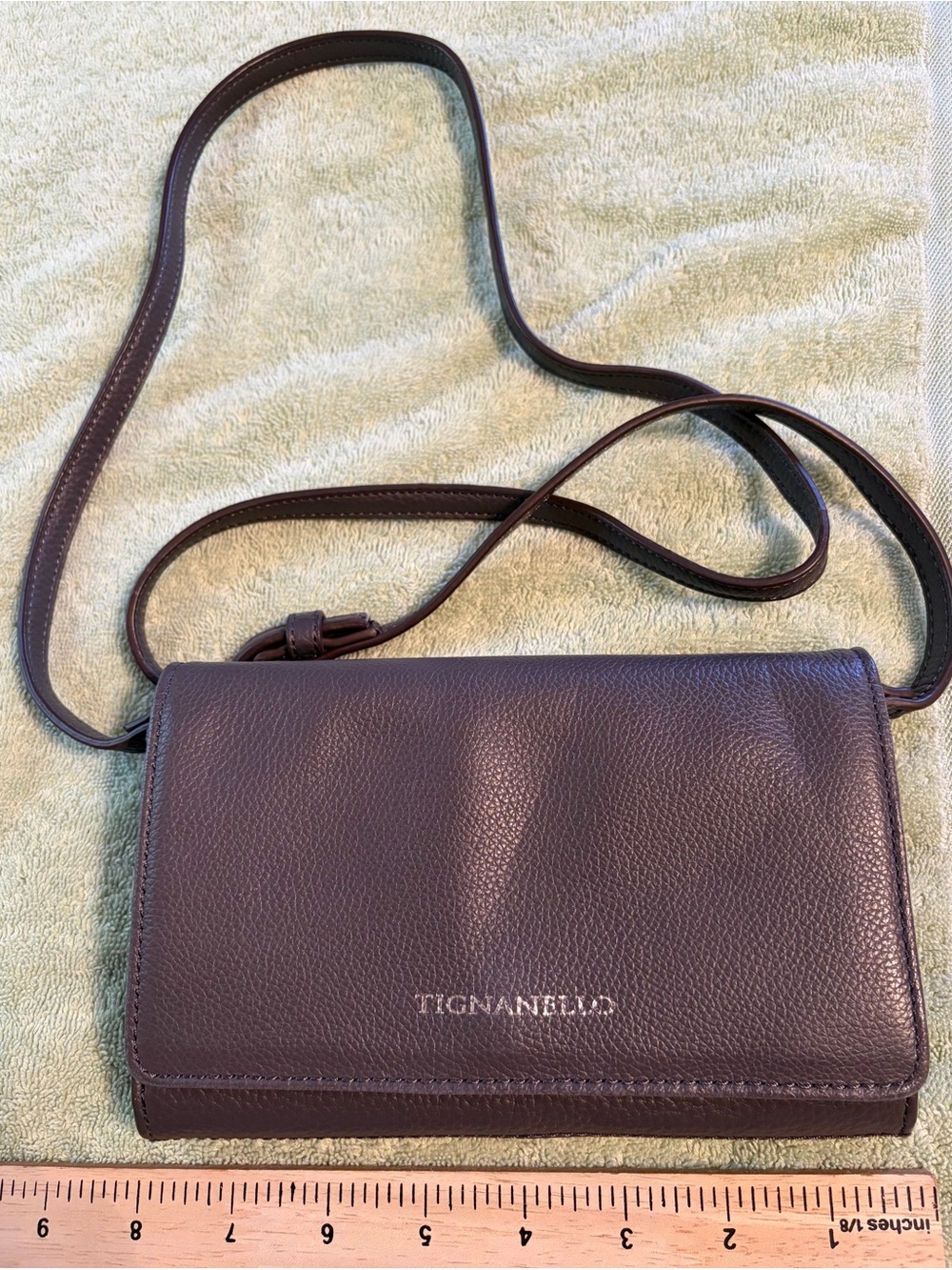 Tignanello Leather Crossbody Wallet Purse Organizer Brown